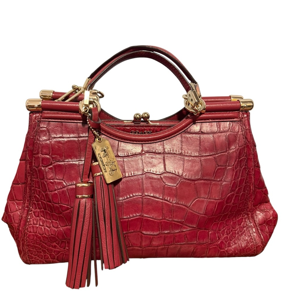 Coach Madison Carrie Croc Classic Embossed Kisslock in Red - Picture 7 of 16